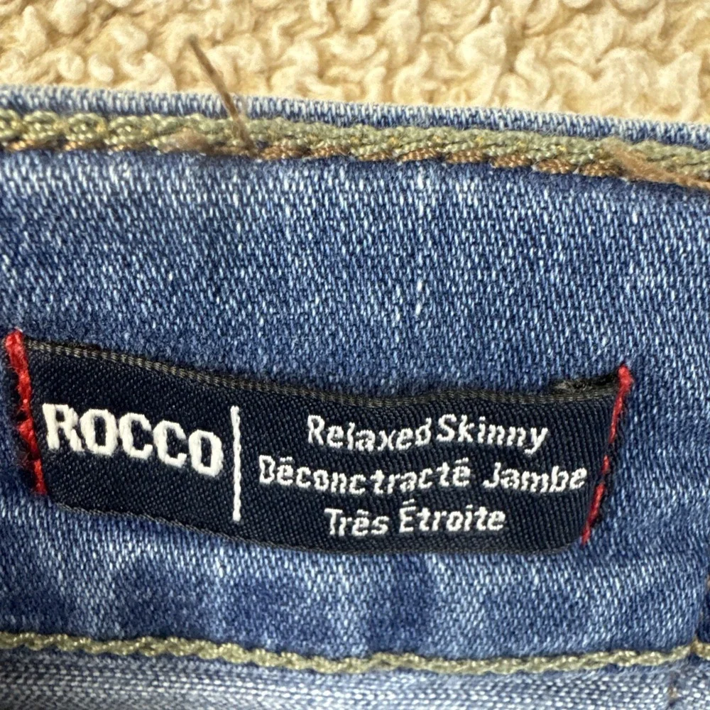 True Religion Jeans Mens 31x33 Blue ROCCO Relaxed Skinny Whiskered Distressed